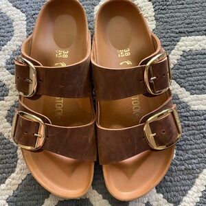 Birkenstock Arizona sandals Big Buckle Oiled Leather - Cognac 38